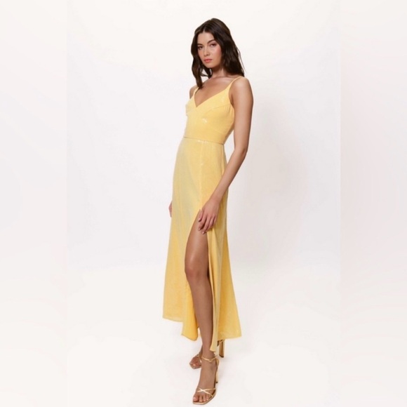 🔥 NWT Anthropology Hutch Mikayla Yellow Sequin Maxi Dress Size 6 - Picture 9 of 15